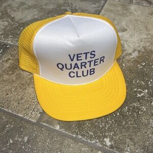 VINTAGE 80s‎ Veteran Army Golf Snap Back Trucker Hat Cap Work Yellow Military